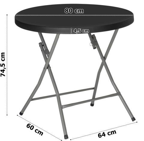 Stolik cateringowy okrągły BANKIET czarny 80 cm