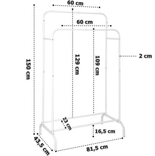 Wieszak stojący podwójny BAGRUS biały