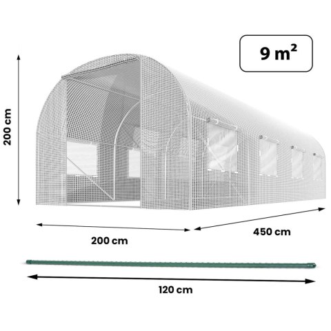 Tunel ogrodowy 2 x 4,5 m (9 m2) biały Plonos Plonos