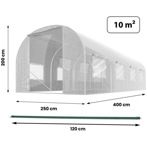 Tunel ogrodowy 2,5 x 4 m (10 m2) biały Plonos Plonos