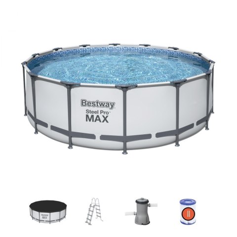 Basen stelażowy Steel Pro MAX 427x122 Szary 14FT BESTWAY 5w1 + Akcesoria Bestway