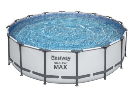 Basen stelażowy Steel Pro MAX 488x122 Szary 16FT BESTWAY 5w1 + Drabinka + Pokrywa Bestway