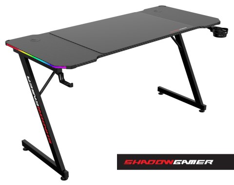 Biurko gamingowe SHADOW GAMER 2.0 140 cm LED RGB podkładka