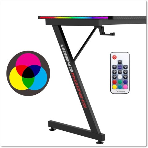 Biurko gamingowe SHADOW GAMER 2.0 140 cm LED RGB podkładka