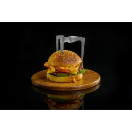 Deska i szpikulec do podawania hamburgerów, stal nierdzewna/drewno akacji, śred. 20 x 13,5 cm Lurch