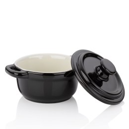 Naczynie żaroodporne z pokrywką, ceramika, śred. 14 x 9,5 cm, czarne Kela