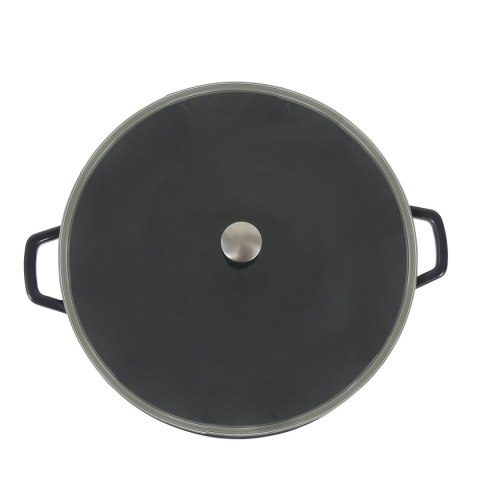 Wok ze szklaną pokrywą, żeliwo emaliowane, śred.36 cm, 4 l, wys. 10 cm, czarny Kela