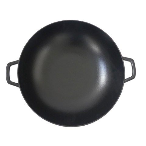 Wok ze szklaną pokrywą, żeliwo emaliowane, śred.36 cm, 4 l, wys. 10 cm, czarny Kela