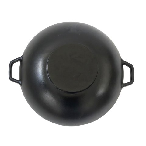 Wok ze szklaną pokrywą, żeliwo emaliowane, śred.36 cm, 4 l, wys. 10 cm, czarny Kela