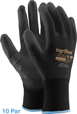Rękawice robocze / Czarne / OX-POLIUR_BB - 10 Par (10 - XL) OGRIFOX