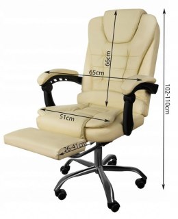 Fotel biurowy z podnóżkiem skóra eko - biały INNY