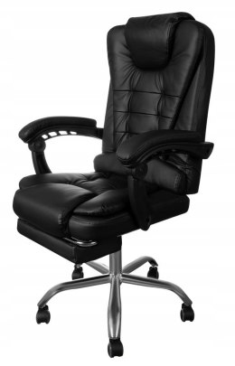 Fotel biurowy z podnóżkiem skóra eko - czarny INNY