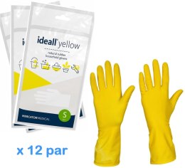 Rękawice Gospodarcze Lateksowe / Żółte / Ideall Yellow - 12 par (S 6-7) MERCATOR
