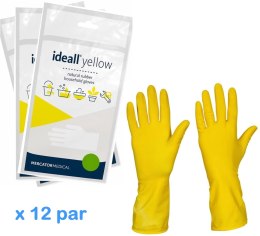 Rękawice Gospodarcze Lateksowe / Żółte / Ideall Yellow - 12 par (S 6-7) MERCATOR