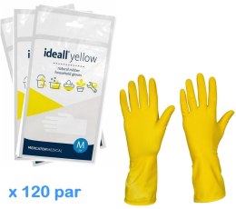 Rękawice Gospodarcze Lateksowe / Żółte / Ideall Yellow - 120 par (M 7-8) MERCATOR
