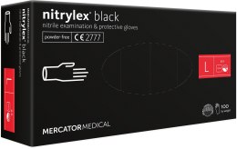 Rękawice Nitrylowe 100 sztuk / Czarne / Nitrylex Black (L 8-9) MERCATOR