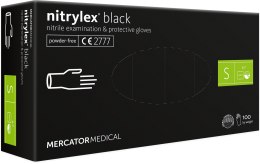 Rękawice Nitrylowe 100 sztuk / Czarne / Nitrylex Black (S 6-7) MERCATOR