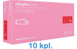 Rękawice Nitrylowe 100 sztuk / Różowe / Nitrylex Pink - 10 szt. (L 8-9) MERCATOR
