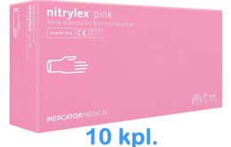 Rękawice Nitrylowe 100 sztuk / Różowe / Nitrylex Pink - 10 szt. (M 7-8) MERCATOR