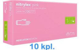 Rękawice Nitrylowe 100 sztuk / Różowe / Nitrylex Pink - 10 szt. (S 6-7) MERCATOR
