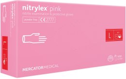 Rękawice Nitrylowe 100 sztuk / Różowe / Nitrylex Pink (L 8-9) MERCATOR