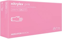 Rękawice Nitrylowe 100 sztuk / Różowe / Nitrylex Pink (L 8-9) MERCATOR