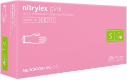 Rękawice Nitrylowe 100 sztuk / Różowe / Nitrylex Pink (S 6-7) MERCATOR