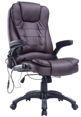 Fotel biurowy skóra eko z masażem brązowy PAKO