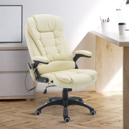 Fotel biurowy skóra eko z masażem biały PAKO