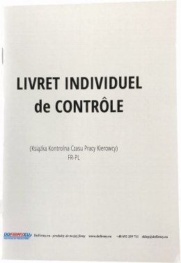 Książka czasu pracy kierowcy FRANCJA - LIVRET INDIVIDUEL DE CONTROLE PAKO