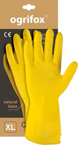 Rękawice ochronne gumowe flokowane / Żółte / OX-FLOX (10 - XL) OGRIFOX