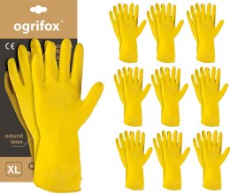 Rękawice ochronne gumowe flokowane / Żółte / OX-FLOX - 10 Par (10 - XL) OGRIFOX