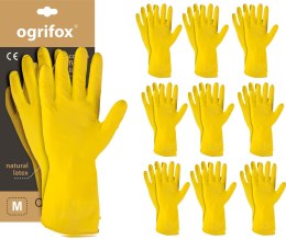 Rękawice ochronne gumowe flokowane / Żółte / OX-FLOX - 10 Par (8 - M) OGRIFOX