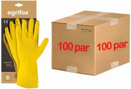 Rękawice ochronne gumowe flokowane / Żółte / OX-FLOX - 100 Par (7 - S) OGRIFOX