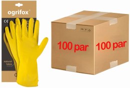 Rękawice ochronne gumowe flokowane / Żółte / OX-FLOX - 100 Par (7 - S) OGRIFOX