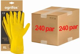 Rękawice ochronne gumowe flokowane / Żółte / OX-FLOX - 240 Par (10 - XL) OGRIFOX
