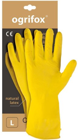 Rękawice ochronne gumowe flokowane / Żółte / OX-FLOX (9 - L) OGRIFOX