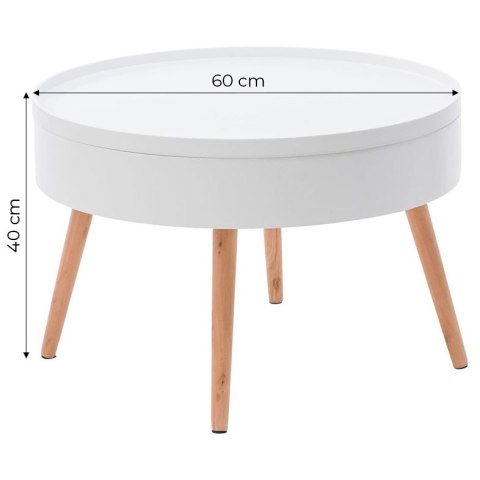 Stolik kawowy okrągły ze schowkiem 60cm ModernHome