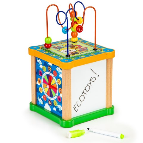 Drewniana kostka edukacyjna, tablica sorter mula ECOTOYS