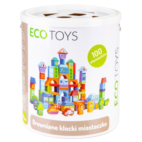 Drewniane klocki edukacyjne miasto 100 szt. sorter ECOTOYS