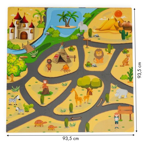 Mata piankowa dla dzieci puzzle safari 9el 93x93cm ECOTOYS