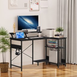 Biurko narożne komputerowe stół 3 półki czarne