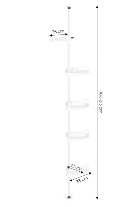 Półka regał łazienkowa narożna teleskopowa 4 półki wieszak