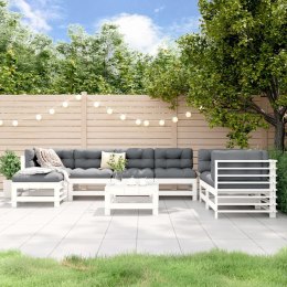 VidaXL 8-cz. zestaw wypoczynkowy do ogrodu, biały, lite drewno sosnowe
