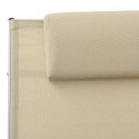 VidaXL Leżak z poduszką, tkanina textilene, kremowy