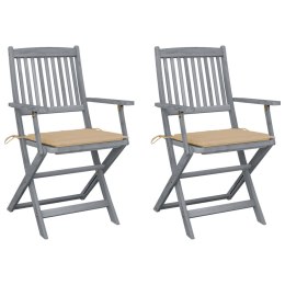 VidaXL Składane krzesła ogrodowe, 2 szt., poduszki, drewno akacjowe