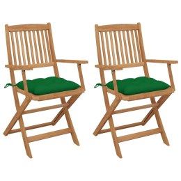 VidaXL Składane krzesła ogrodowe z poduszkami, 2 szt., drewno akacjowe