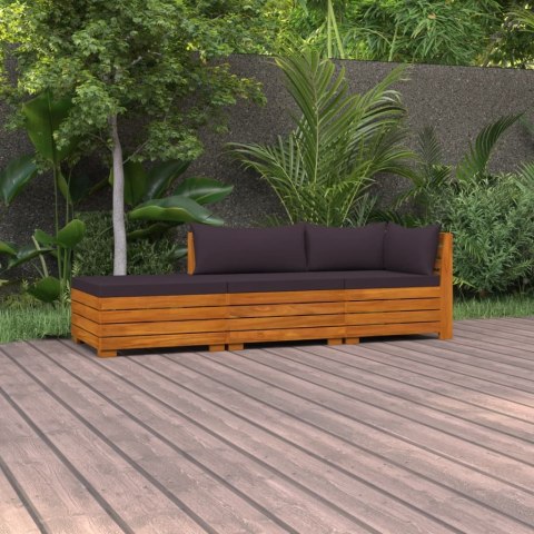 VidaXL 3-cz. zestaw wypoczynkowy do ogrodu, kremowe poduszki, akacja