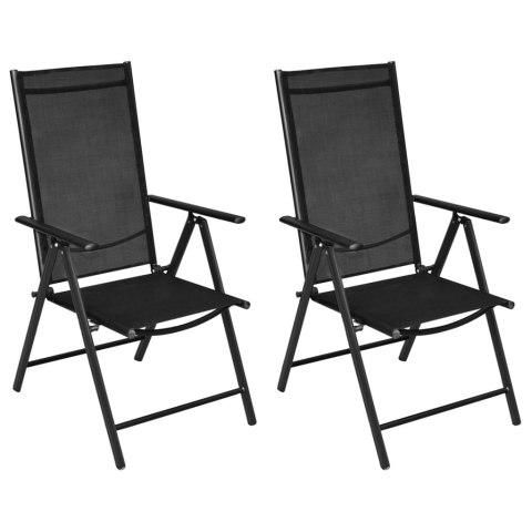 VidaXL Składane krzesła ogrodowe, 2 szt., aluminium/textilene, czarne