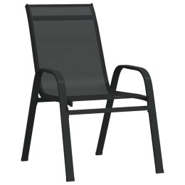 VidaXL Sztaplowane krzesła ogrodowe, 2 szt., czarne tworzywo textilene